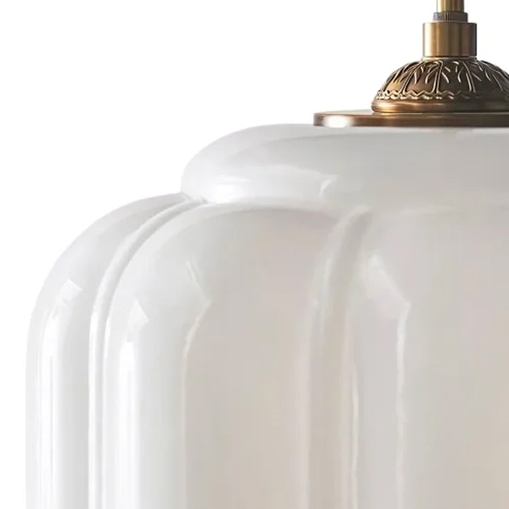 Hanglamp Pompoen Glas Vintage Messing Retro E14 Woonkamer Slaapkamer Hal | Sansoti