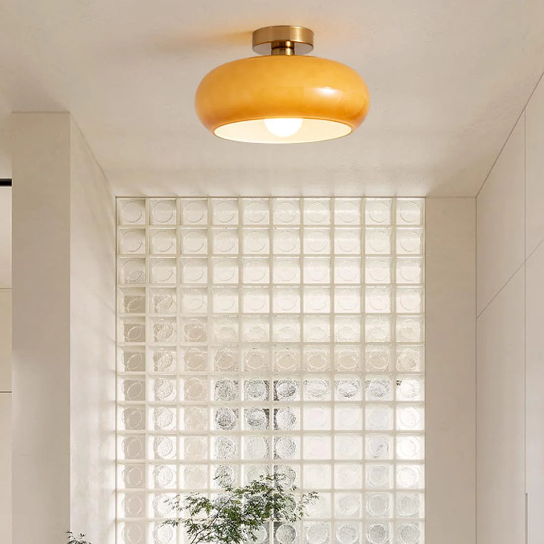 Glazen Hanglamp Vintage Amber Messing Retro E27 Eetkamer Woonkamer Slaapkamer | Sansoti