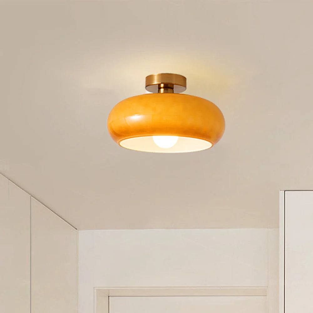 Glazen Hanglamp Vintage Amber Messing Retro E27 Eetkamer Woonkamer Slaapkamer | Sansoti
