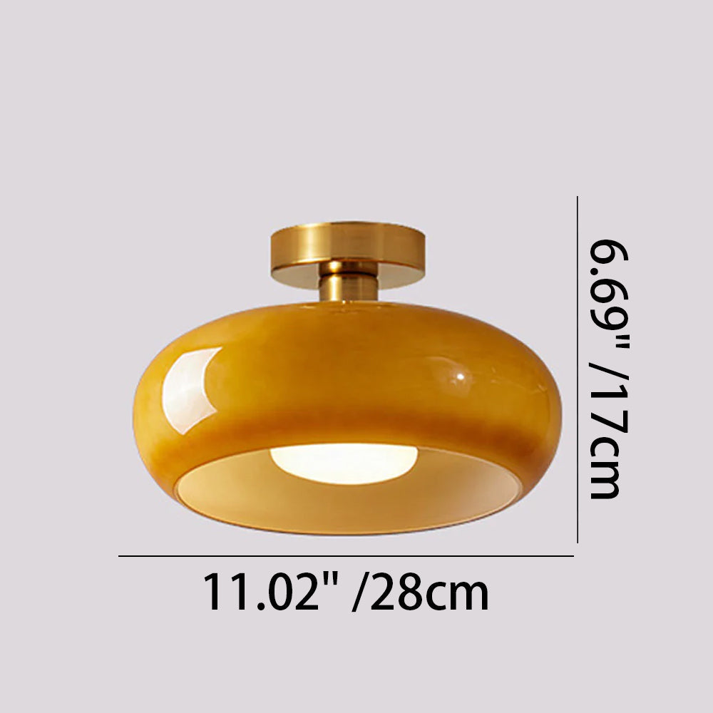 Glazen Hanglamp Vintage Amber Messing Retro E27 Eetkamer Woonkamer Slaapkamer | Sansoti