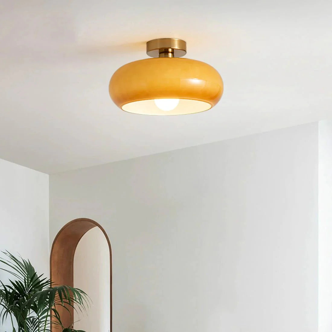 Glazen Hanglamp Vintage Amber Messing Retro E27 Eetkamer Woonkamer Slaapkamer | Sansoti