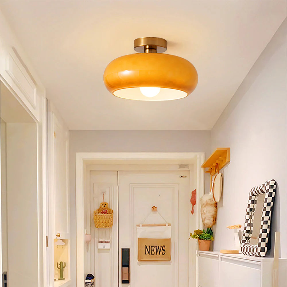 Glazen Hanglamp Vintage Amber Messing Retro E27 Eetkamer Woonkamer Slaapkamer | Sansoti