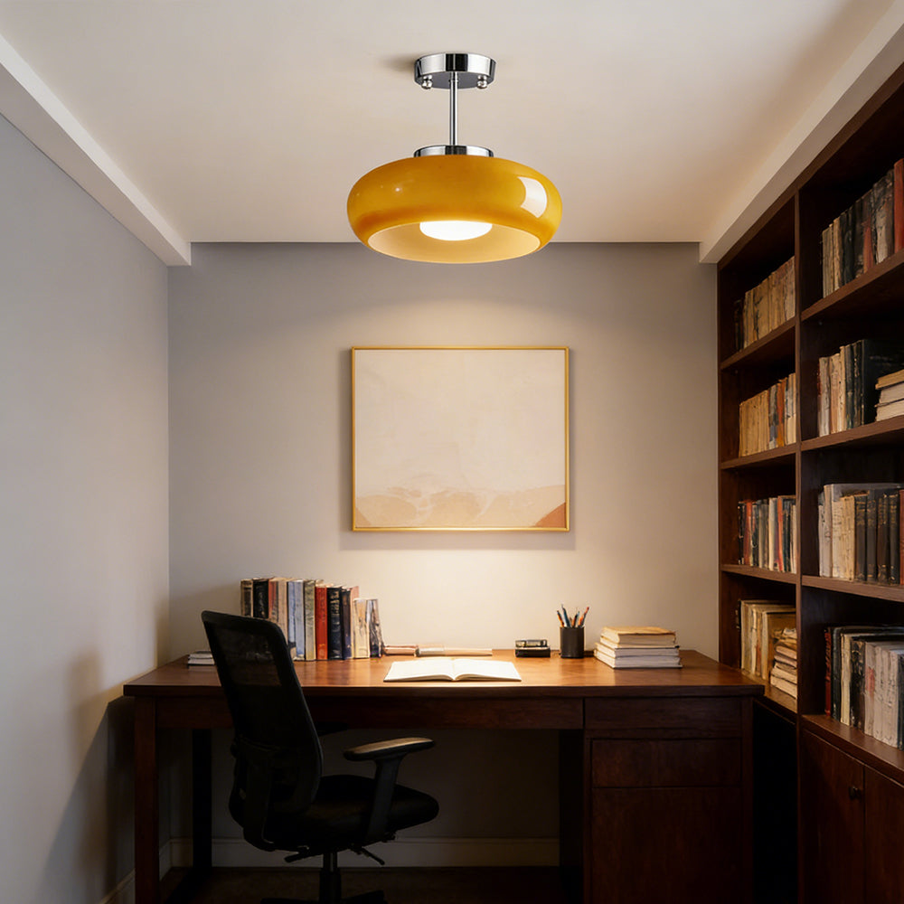 Glazen Hanglamp Vintage Amber Messing Retro E27 Eetkamer Woonkamer Slaapkamer | Sansoti