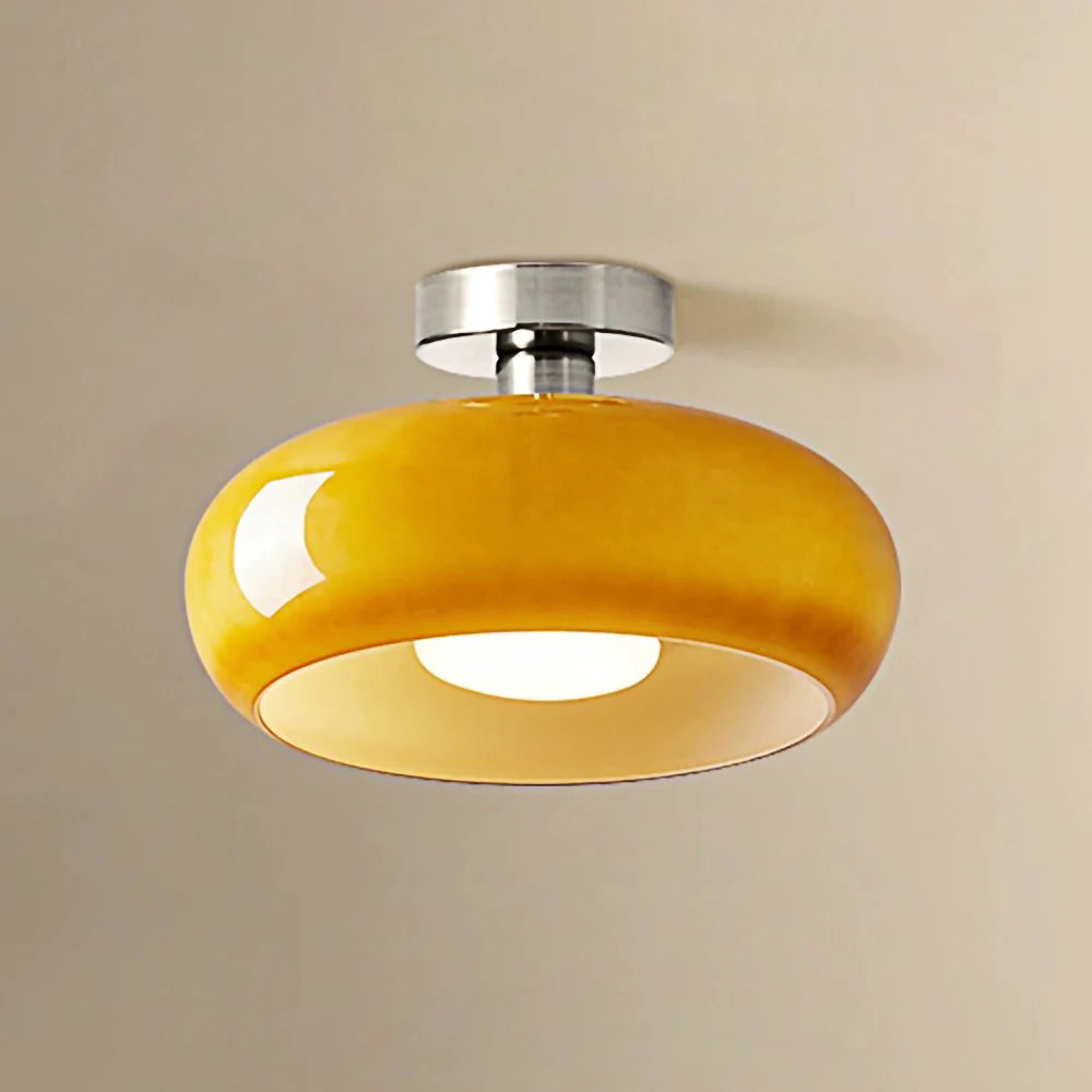 Glazen Hanglamp Vintage Amber Messing Retro E27 Eetkamer Woonkamer Slaapkamer | Sansoti