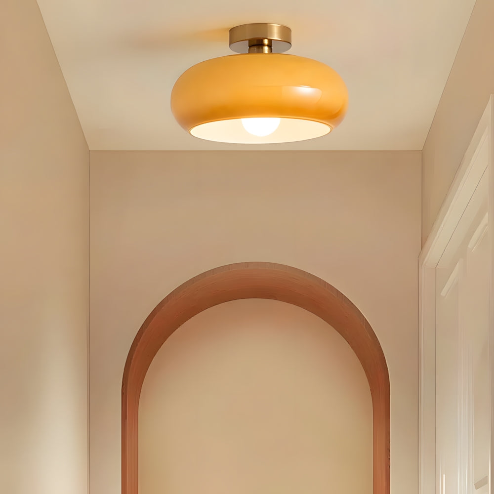 Glazen Hanglamp Vintage Amber Messing Retro E27 Eetkamer Woonkamer Slaapkamer | Sansoti