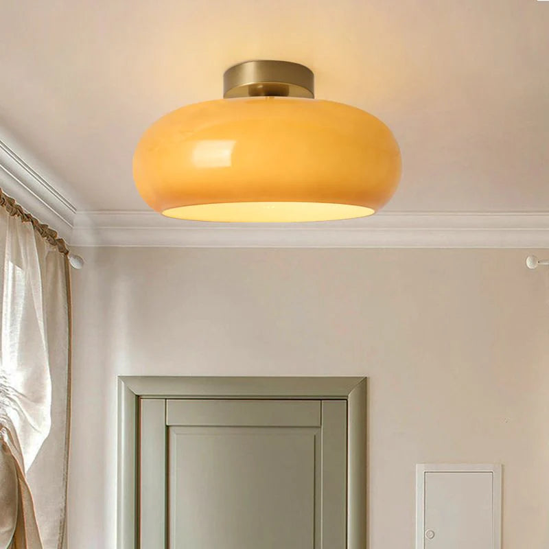 Glazen Hanglamp Vintage Amber Messing Retro E27 Eetkamer Woonkamer Slaapkamer | Sansoti