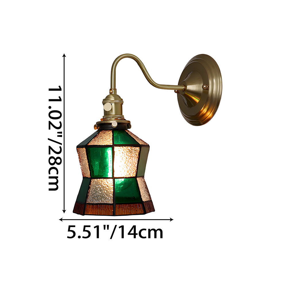 Wandleuchte Tiffany Glas Kupfer Art Deco Vintage E27 Arbeitszimmer Flur Wohnzimmer | Restfield