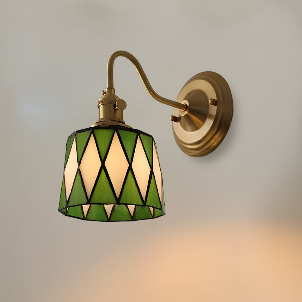 Wandleuchte Tiffany Glas Kupfer Art Deco Vintage E27 Arbeitszimmer Flur Wohnzimmer | Restfield