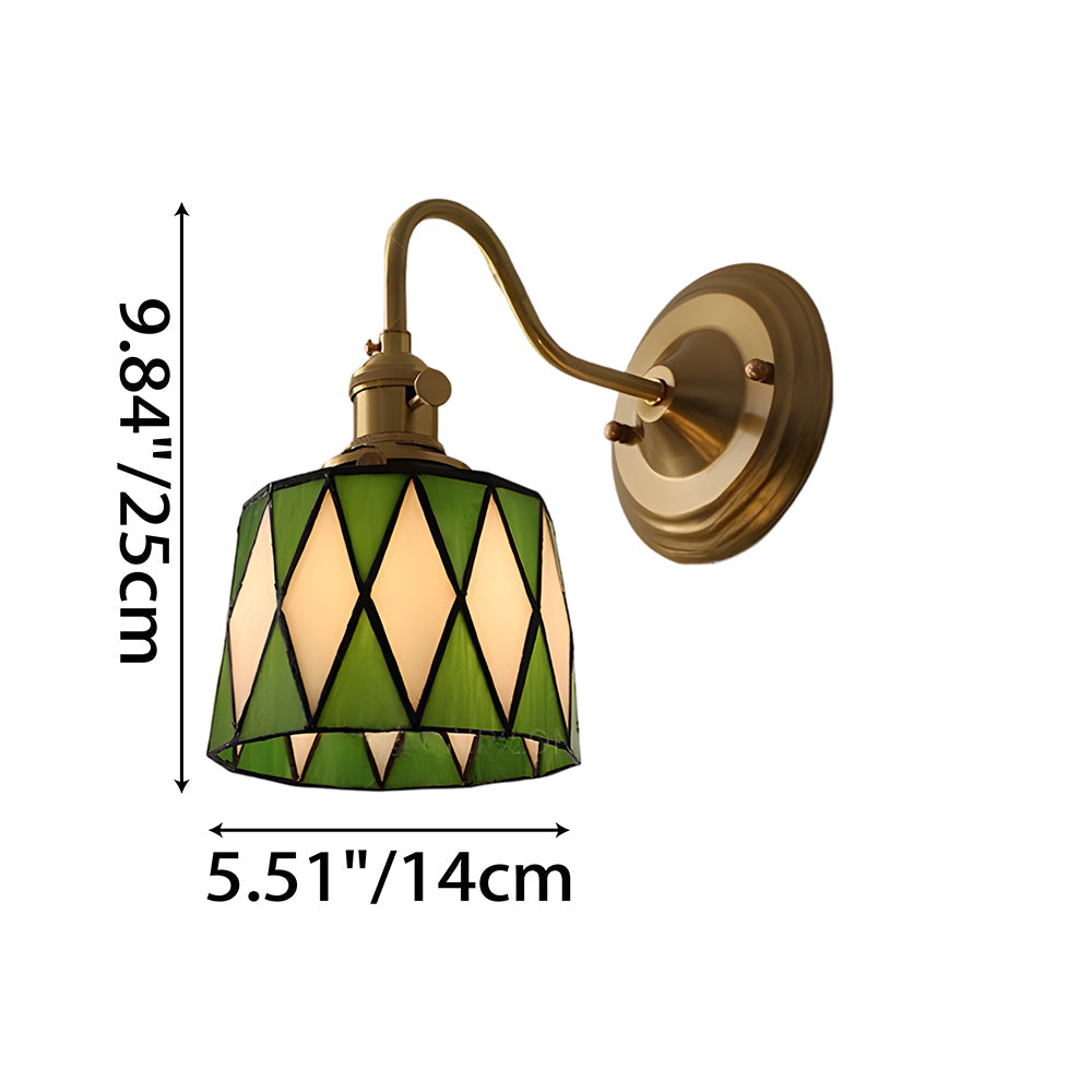 Wandleuchte Tiffany Glas Kupfer Art Deco Vintage E27 Arbeitszimmer Flur Wohnzimmer | Restfield