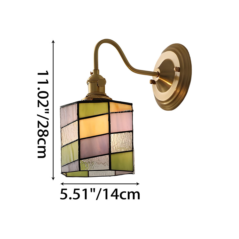 Wandleuchte Tiffany Glas Kupfer Art Deco Vintage E27 Arbeitszimmer Flur Wohnzimmer | Restfield