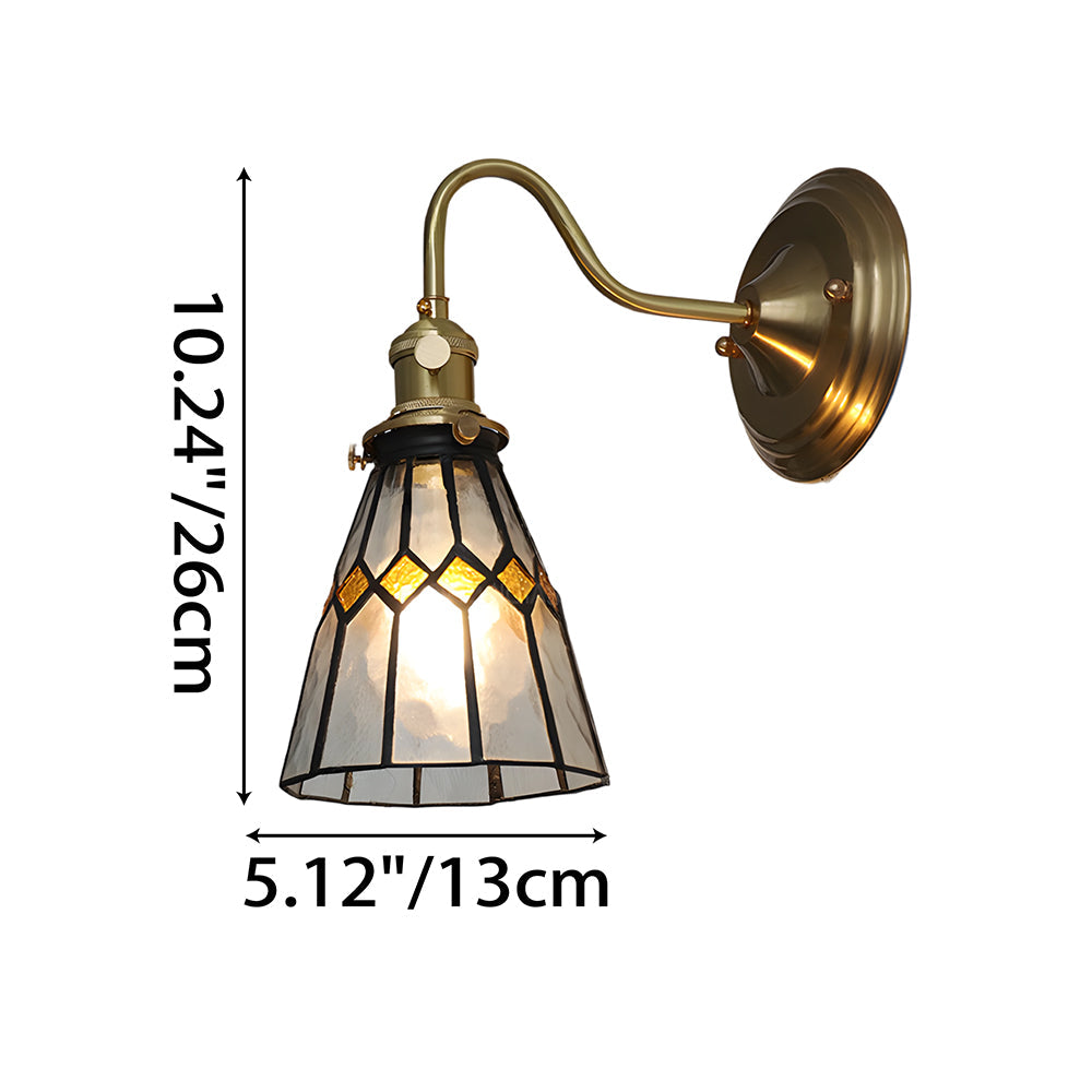 Wandleuchte Tiffany Glas Kupfer Art Deco Vintage E27 Arbeitszimmer Flur Wohnzimmer | Restfield