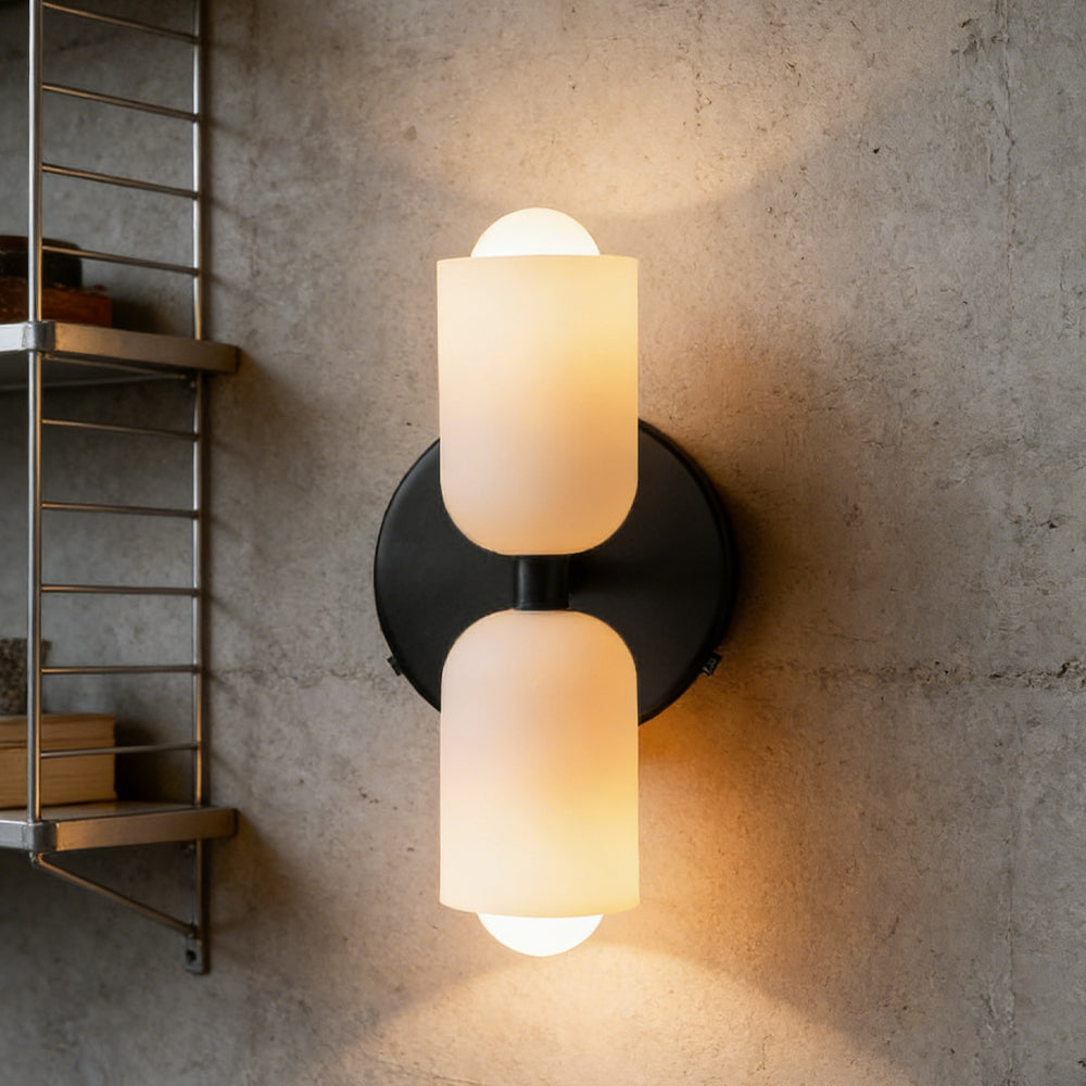 Wandlampe Doppelt Retro Französisches Glas E14 Gold Schlafzimmer Flur Badezimmer Wohnzimmer Vintage | Restfield