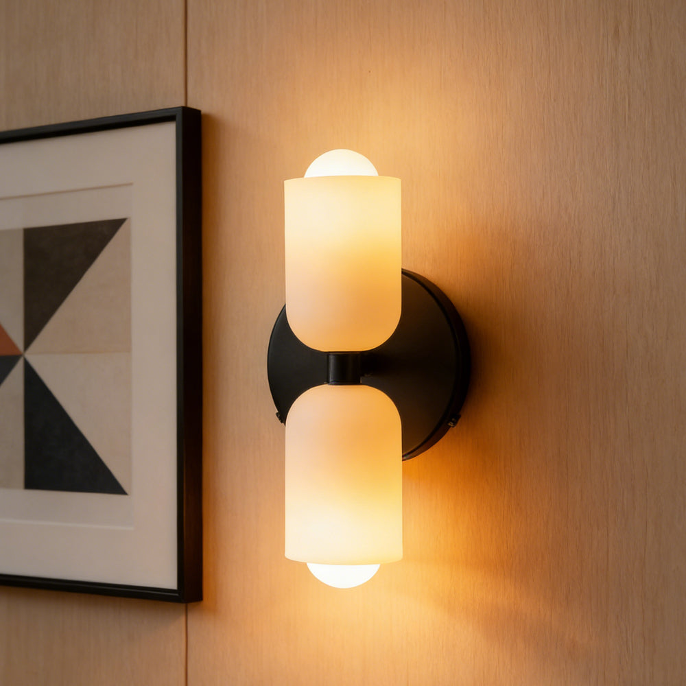 Wandlampe Doppelt Retro Französisches Glas E14 Gold Schlafzimmer Flur Badezimmer Wohnzimmer Vintage | Restfield