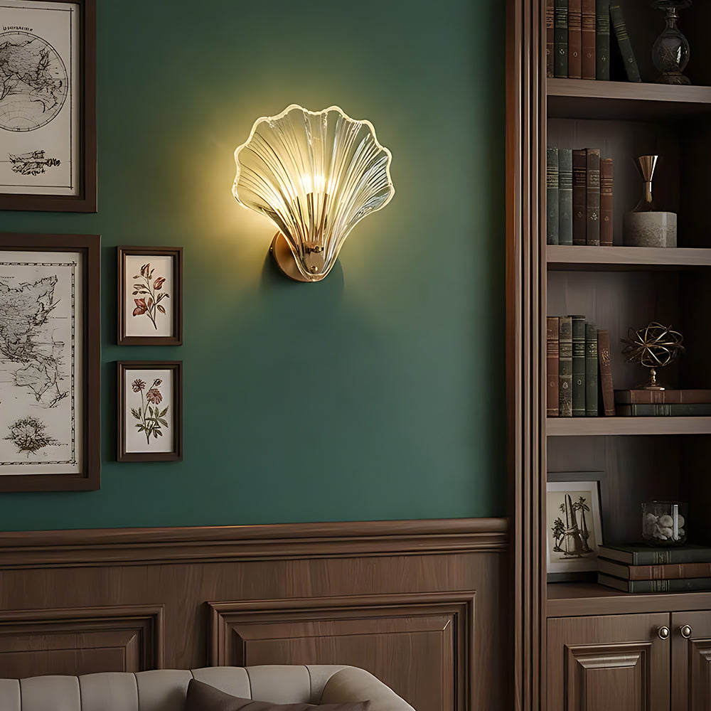 Wandlamp Schelp Glas Metaal LED Kust Luxe Slaapkamer Hal Badkamer Modern | Sansoti