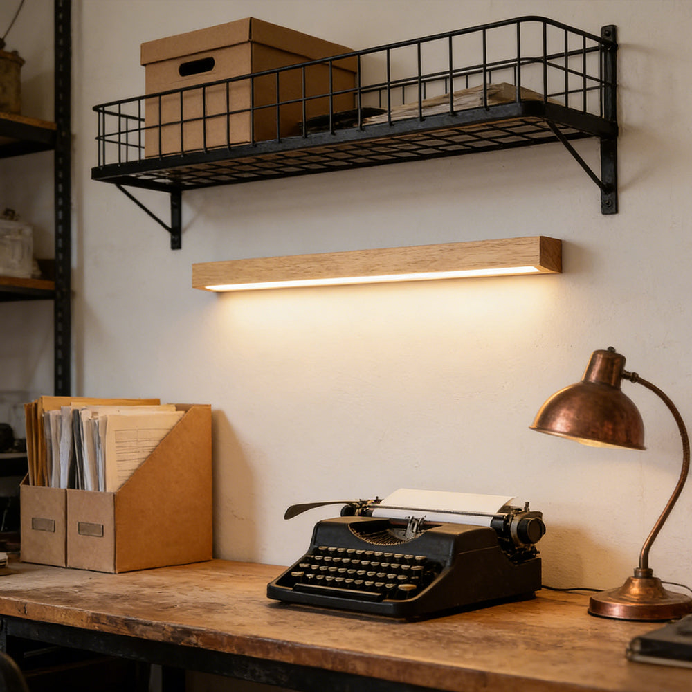Hölzerne Wandlampe mit Spiegel LED Bad Schlafzimmer Küche Rund Acryl | Restfield