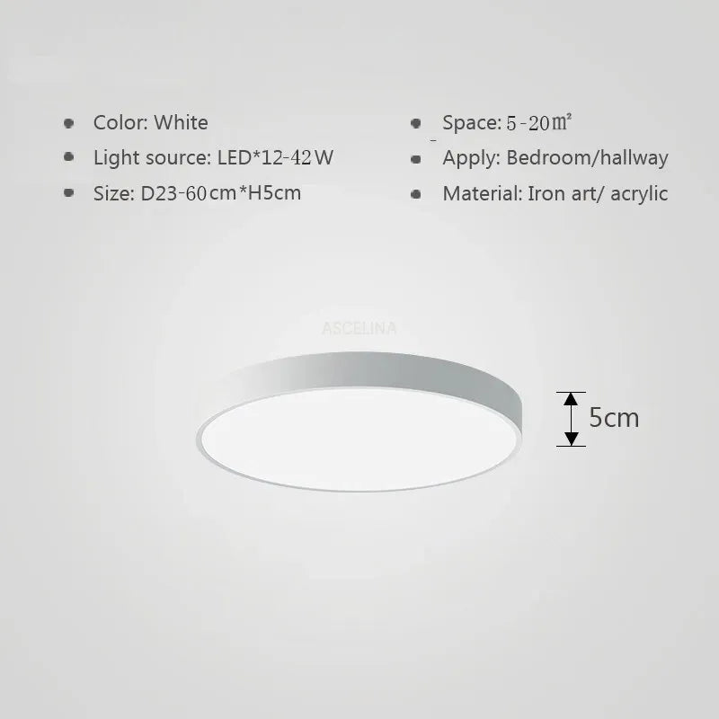 Kleurrijke Plafondlamp Rond LED Ultradun Design voor Woonkamer Slaapkamer Studeerkamer Gang Modern Interieur Verlichting Scandinavisch | Sansoti