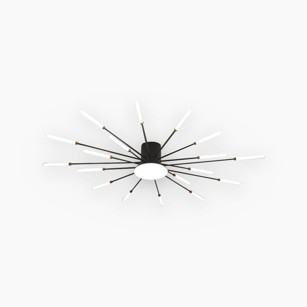 LED Chandelier Ceiling Light Unique Starburst Sputnik, Black/Gold