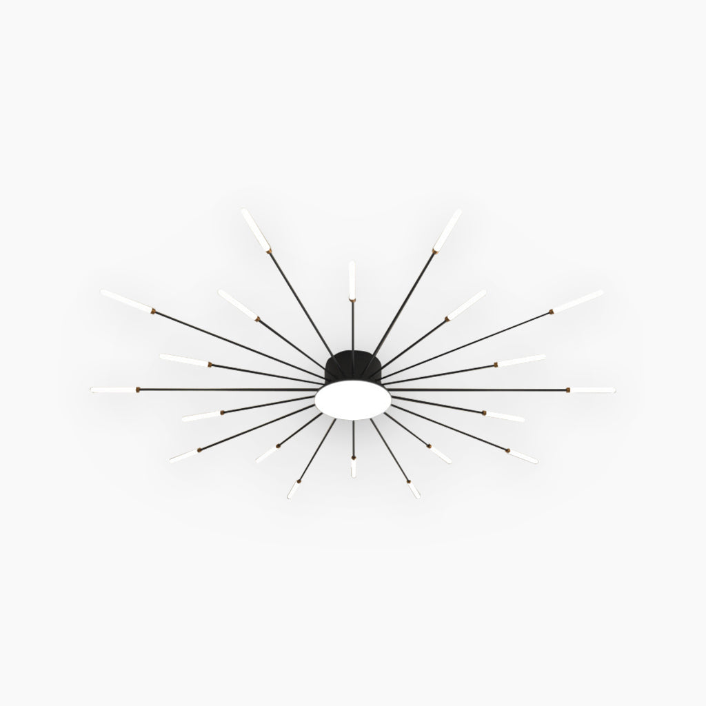 LED Chandelier Ceiling Light Unique Starburst Sputnik, Black/Gold