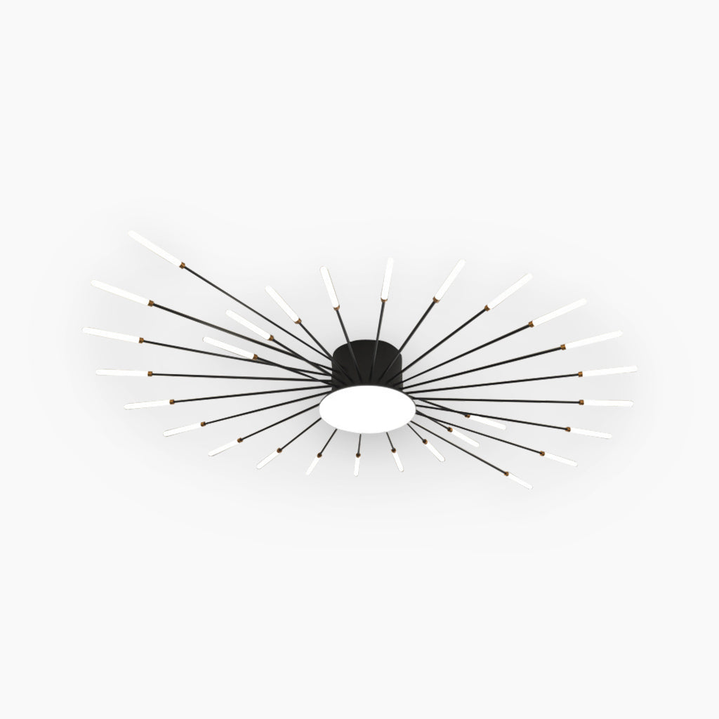 LED Chandelier Ceiling Light Unique Starburst Sputnik, Black/Gold