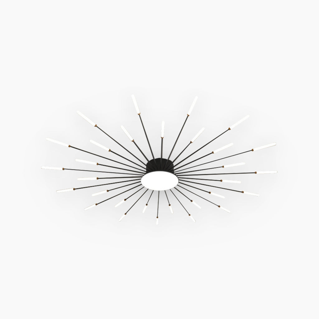 LED Chandelier Ceiling Light Unique Starburst Sputnik, Black/Gold