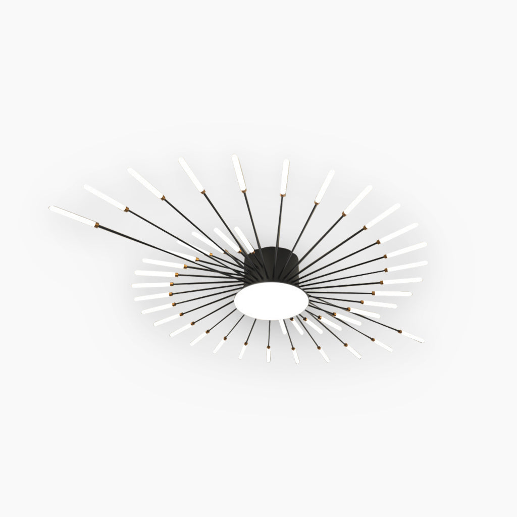 LED Chandelier Ceiling Light Unique Starburst Sputnik, Black/Gold
