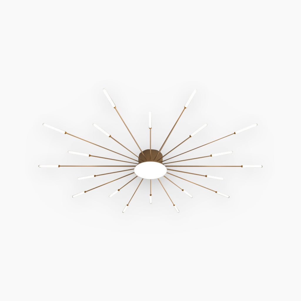 LED Chandelier Ceiling Light Unique Starburst Sputnik, Black/Gold
