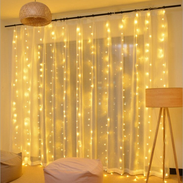 LED Gordijnverlichting Warm Wit 300 Lampjes 3x3m Waterdicht Sfeerverlichting Tuin Balkon Feest Decoratie | Sansoti