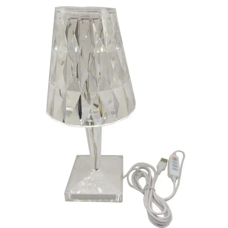 Draadloze LED Tafellamp met Kristalgeslepen Finish Transparant Oplaadbaar | Sansoti