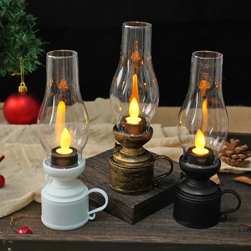 LED Lantaarn met Flikkereffect Zwart Wit Brons Batterij Warm Sfeerlicht Sfeerverlichting Vuurloos Veilig Compact Vintage Tafellamp Decoratie Slaapkamer Woonkamer Terras | Sansoti