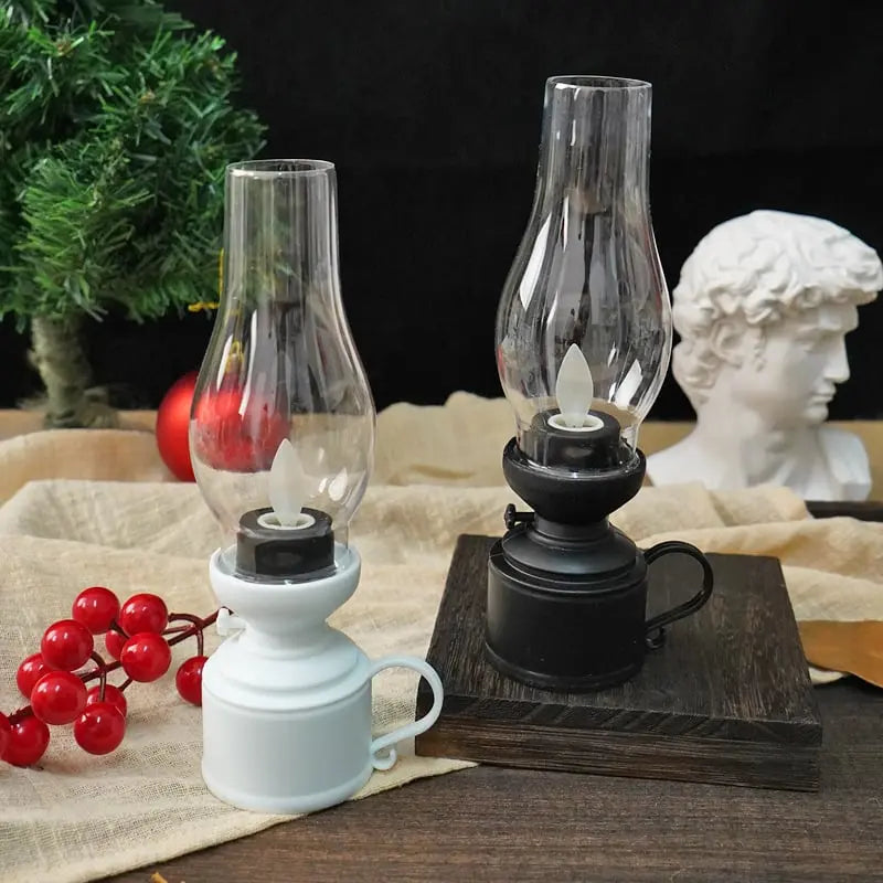 LED Lantaarn met Flikkereffect Zwart Wit Brons Batterij Warm Sfeerlicht Sfeerverlichting Vuurloos Veilig Compact Vintage Tafellamp Decoratie Slaapkamer Woonkamer Terras | Sansoti