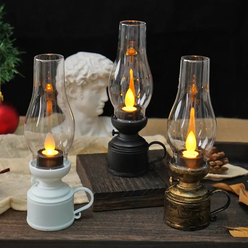 LED Lantaarn met Flikkereffect Zwart Wit Brons Batterij Warm Sfeerlicht Sfeerverlichting Vuurloos Veilig Compact Vintage Tafellamp Decoratie Slaapkamer Woonkamer Terras | Sansoti