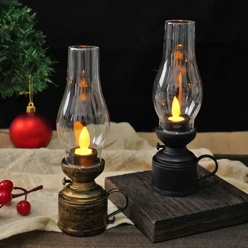 LED Lantaarn met Flikkereffect Zwart Wit Brons Batterij Warm Sfeerlicht Sfeerverlichting Vuurloos Veilig Compact Vintage Tafellamp Decoratie Slaapkamer Woonkamer Terras | Sansoti