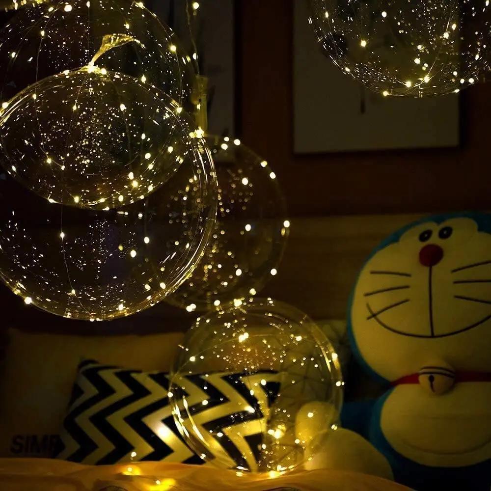 Transparente LED-Ballons mit Beleuchtung 45cm Warmweißes Licht Stimmungsvolle Partydekoration Festdekoration | Sansoti