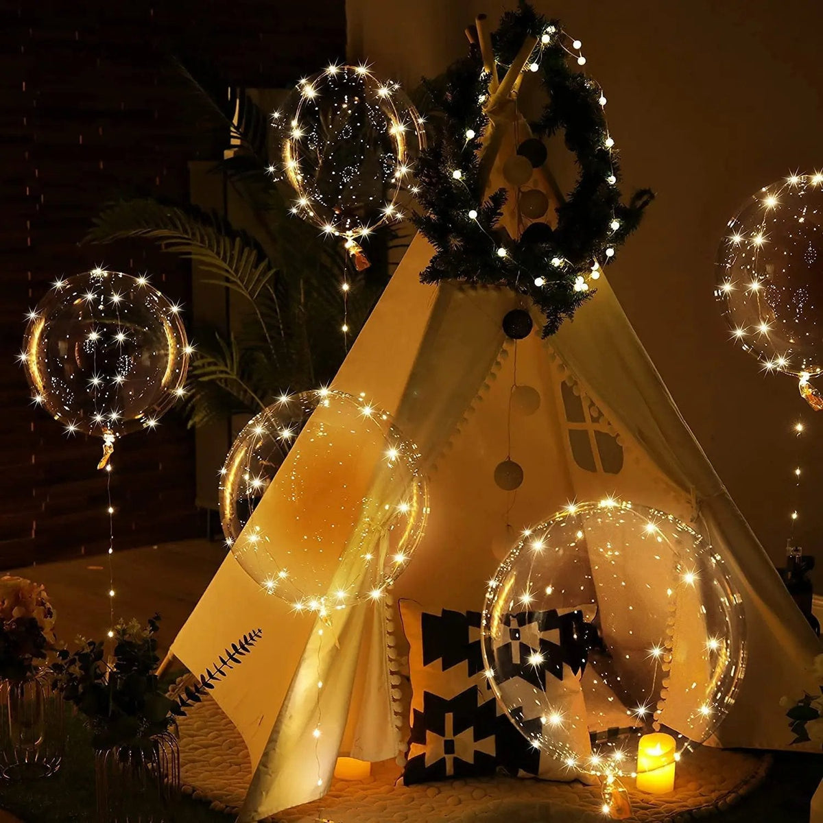 Transparente LED-Ballons mit Beleuchtung 45cm Warmweißes Licht Stimmungsvolle Partydekoration Festdekoration | Sansoti