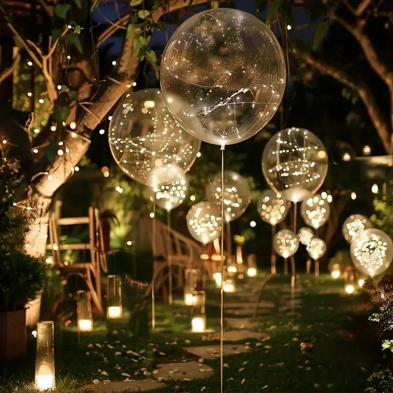 Transparente LED-Ballons mit Beleuchtung 45cm Warmweißes Licht Stimmungsvolle Partydekoration Festdekoration | Sansoti