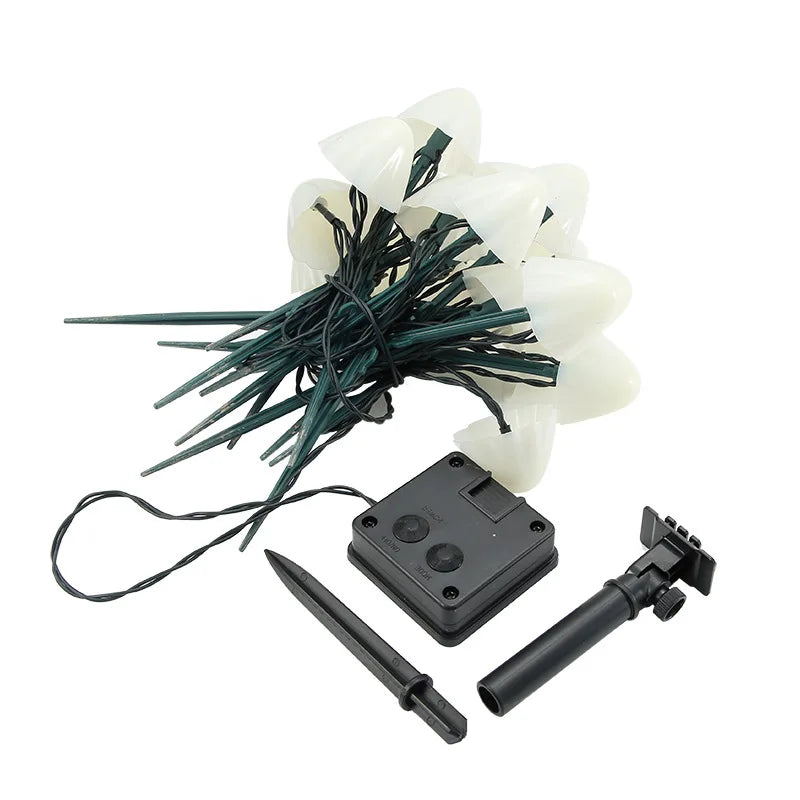 Solar LED Mushroom String Lights Garden Waterproof Decorative Garden Lighting Ambient Outdoor Lighting | Sansoti
