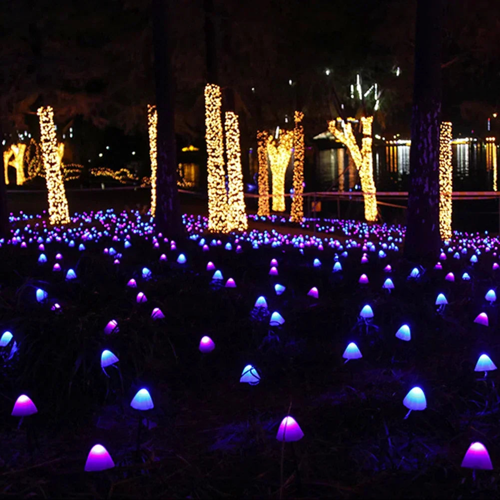 Solar LED Mushroom String Lights Garden Waterproof Decorative Garden Lighting Ambient Outdoor Lighting | Sansoti