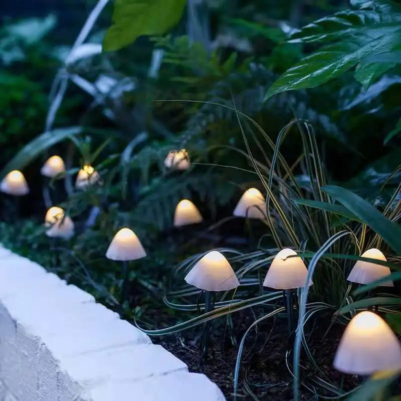 Solar LED Mushroom String Lights Garden Waterproof Decorative Garden Lighting Ambient Outdoor Lighting | Sansoti