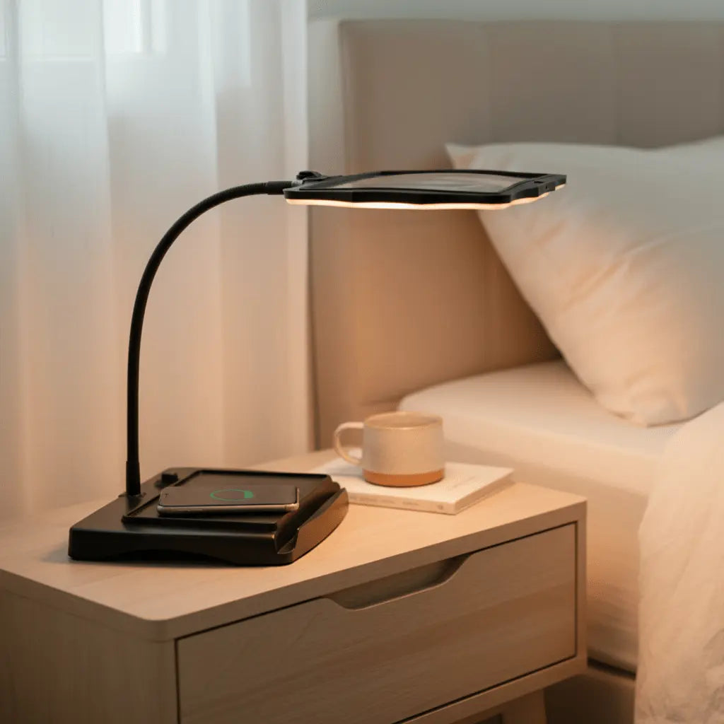 Bureaulamp met Vergrootglas en LED-Verlichting – Flexibele Zwanenhals voor Leeswerk en Hobby | Sansoti