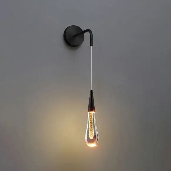 Glazen Druppelvormige Wandlamp LED met Metalen Montuur – Moderne Glas-Metaal Wandverlichting voor Slaapkamer, Woonkamer en Gang – Verstelbare Lichtkleur Warm Wit Neutraal Koel Wit | Sansoti