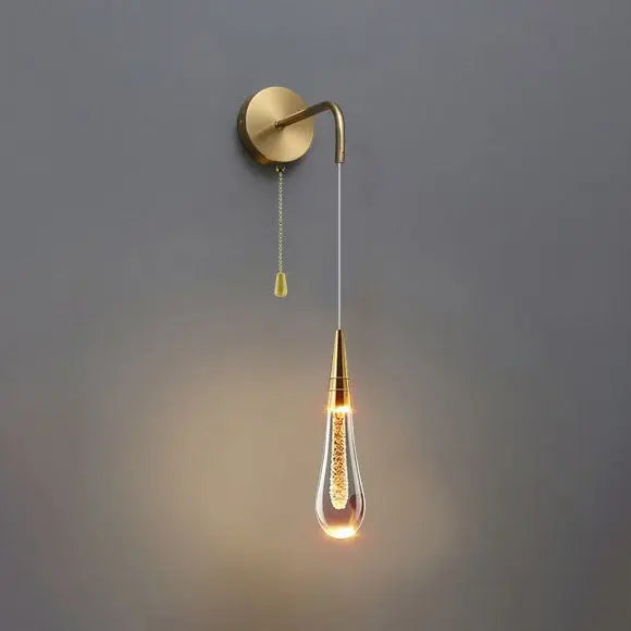 Glazen Druppelvormige Wandlamp LED met Metalen Montuur – Moderne Glas-Metaal Wandverlichting voor Slaapkamer, Woonkamer en Gang – Verstelbare Lichtkleur Warm Wit Neutraal Koel Wit | Sansoti