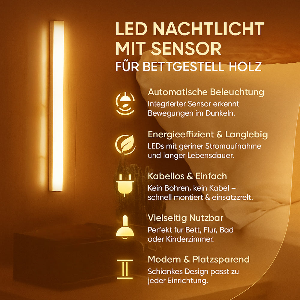 Bewegingssensor LED-Strip voor Bedframe 21-50cm Warm of Koel Wit | Sansoti