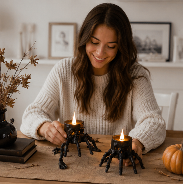 LED Skull Candlelight Set Black Halloween Decorative Lighting Spooky Atmosphere Party Decoration Gothic | Sansoti