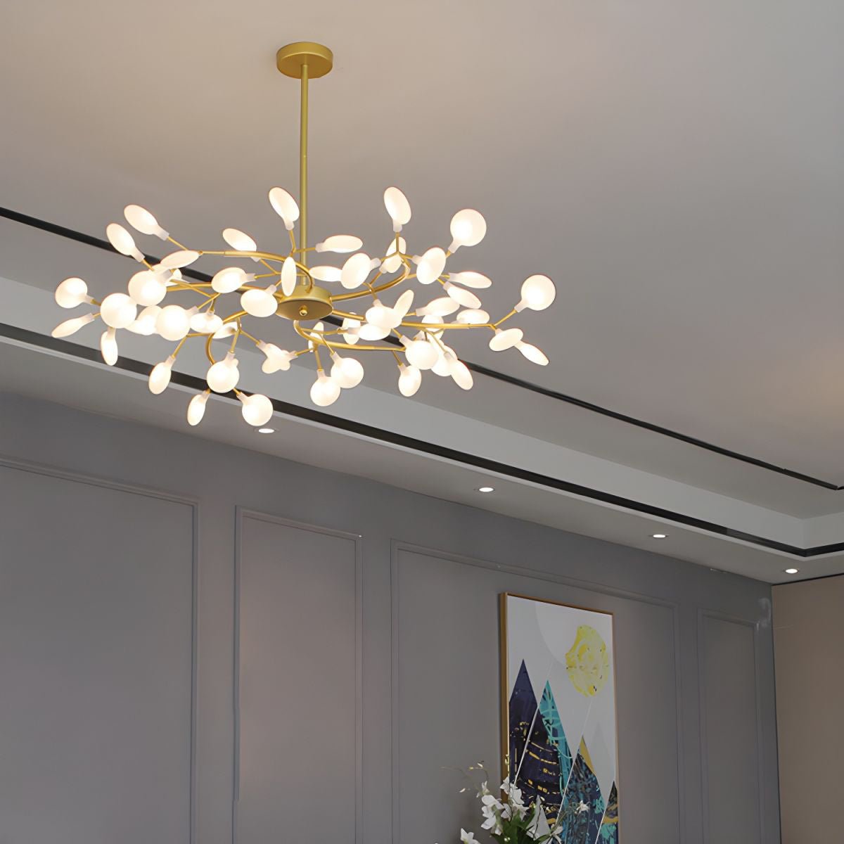 Hängelampe LED Metall Gold Acryl Weiß Wohnzimmer Esszimmer Modernes Design Deckenleuchte Organische Leuchte | Restfield