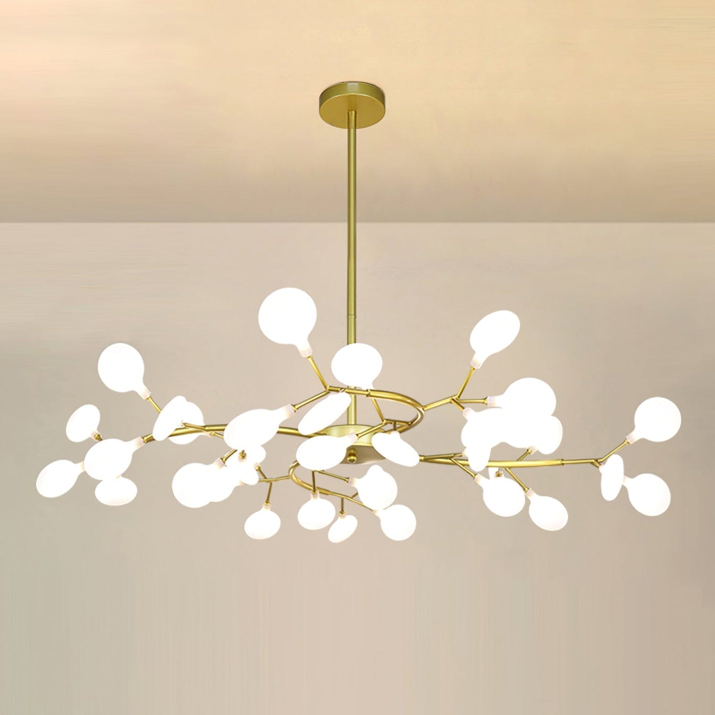 Hängelampe LED Metall Gold Acryl Weiß Wohnzimmer Esszimmer Modernes Design Deckenleuchte Organische Leuchte | Restfield