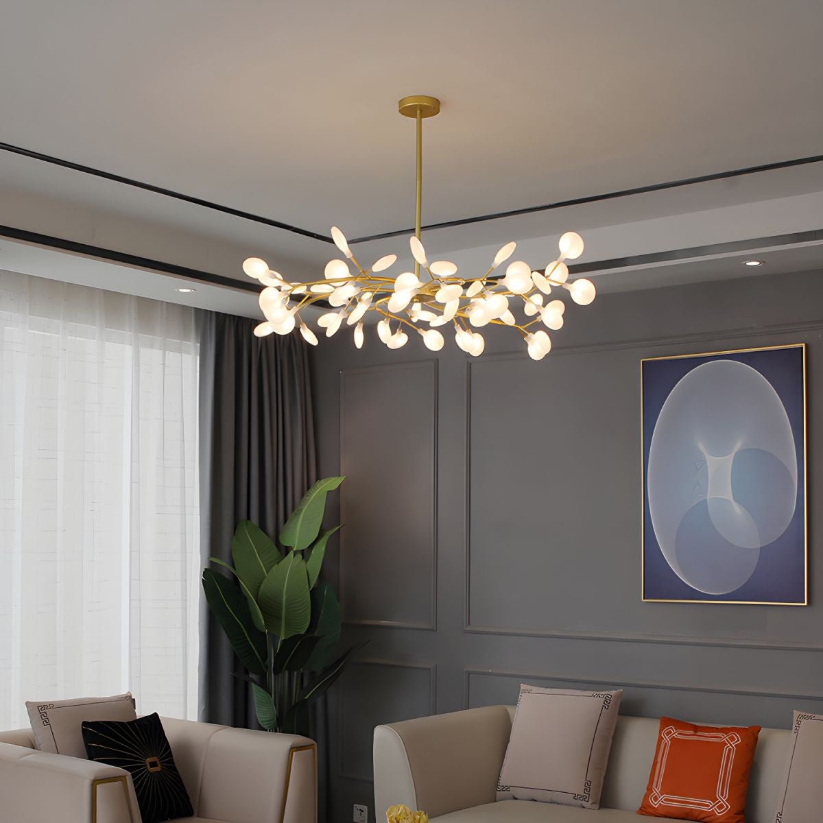 Hängelampe LED Metall Gold Acryl Weiß Wohnzimmer Esszimmer Modernes Design Deckenleuchte Organische Leuchte | Restfield