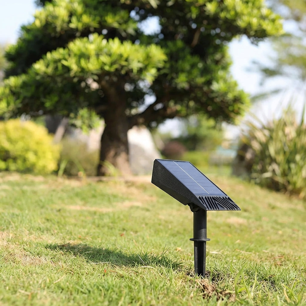 Solar Buitenspot LED Tuinverlichting Verstelbaar Zwart Warmwit IP65 Waterdicht Draadloos Energiezuinig | Sansoti