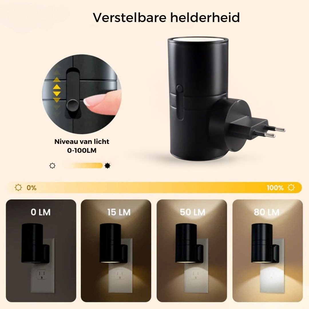 Restfield | Wandleuchte mit Lichtsensor für Steckdose – Warmes LED-Nachtlicht