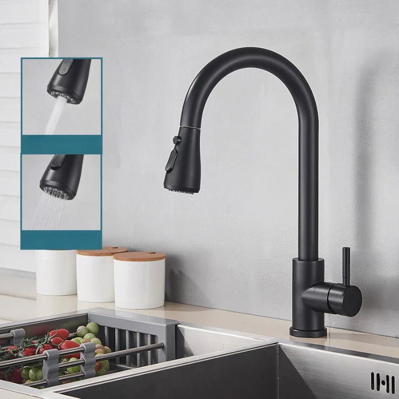 Uittrekbare Keukenkraan met Sproeikop Eénhendel RVS Geborsteld Modern Design Spoelbak Mengkraan Keuken | Sansoti