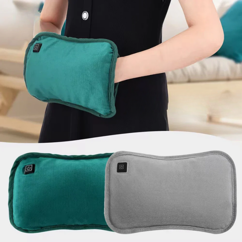 Verwarmbaar USB Kussen 30x20cm Lichtgrijs Groen Handverwarmer Buikkussen Reiskussen | Sansoti